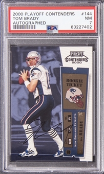 2000 Playoff Contenders "Rookie Ticket" Autographed #144 Tom Brady Signed Rookie Card – PSA NM 7